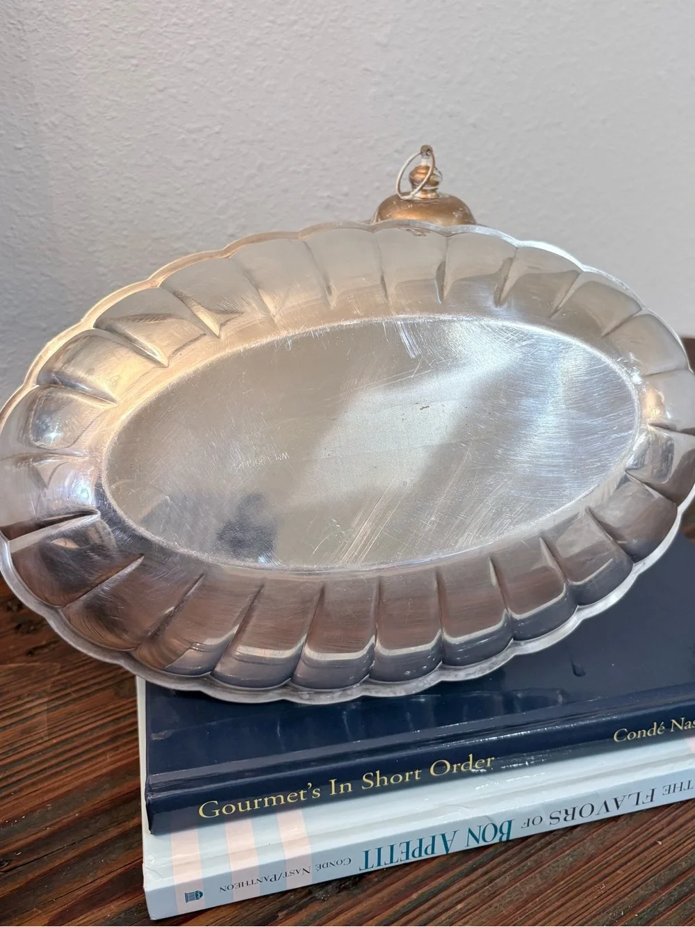 Vintage Silver Plated Oval Serving Tray - Shallow Scalloped Edge